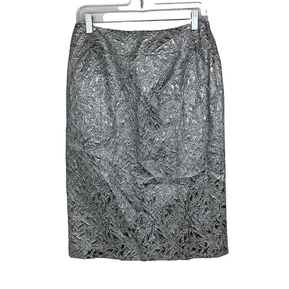 Lafayette 148 New York Dresses & Skirts - Lafayette 148 Pencil Skirt Womens 6 Silver Textured Shimmer Alpaca‎ Wool Lined